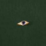 18K gold Astra ring with blue sapphire and diamonds — handcrafted diamond ring — artisan fine jewelry — Sun Rae