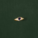 18K gold Astra ring with blue sapphire and diamonds — handcrafted diamond ring — artisan fine jewelry — Sun Rae