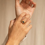 18K gold Echo ring — Blue Sapphire handcrafted minimalist gold ring — artisan jewelry Sri Lanka — Sun Rae