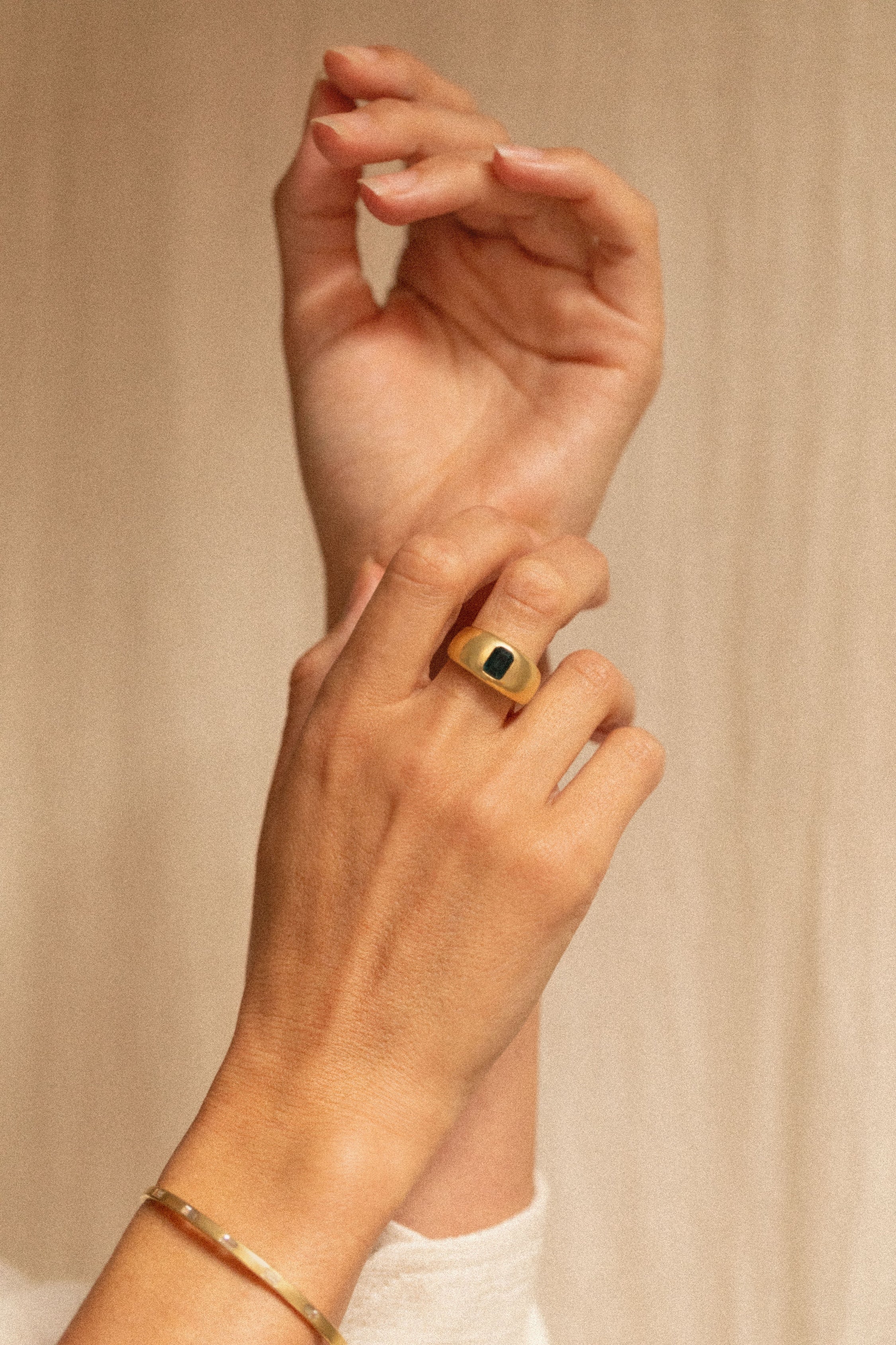 18K gold Eden ring worn— Green sapphire unheated  — handcrafted gold ring — artisan jewelry Sri Lanka inspired — Sun Rae