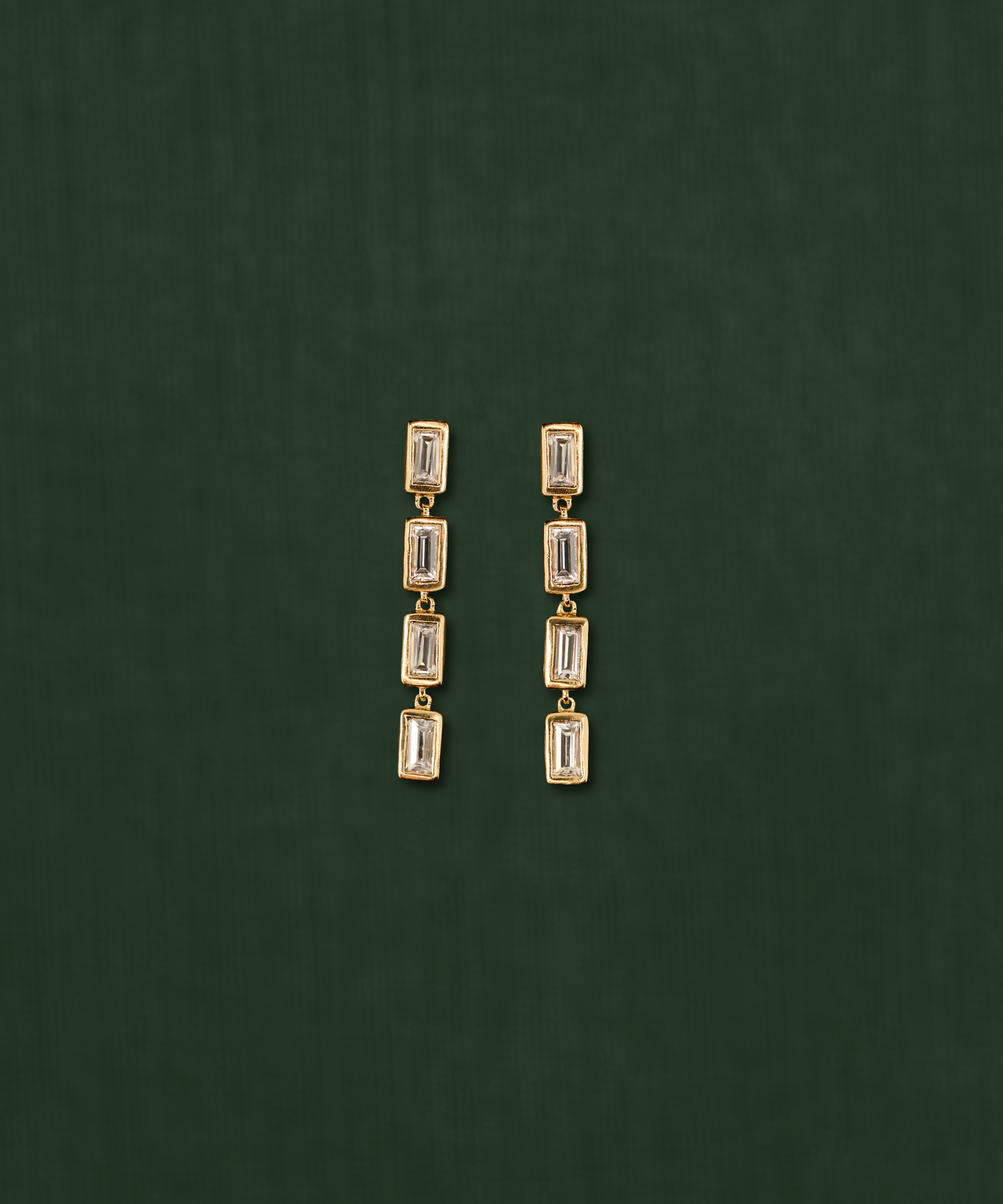 18K gold eternity earrings — handcrafted gold earrings white sapphire — artisan jewelry Sri Lanka — Sun Rae