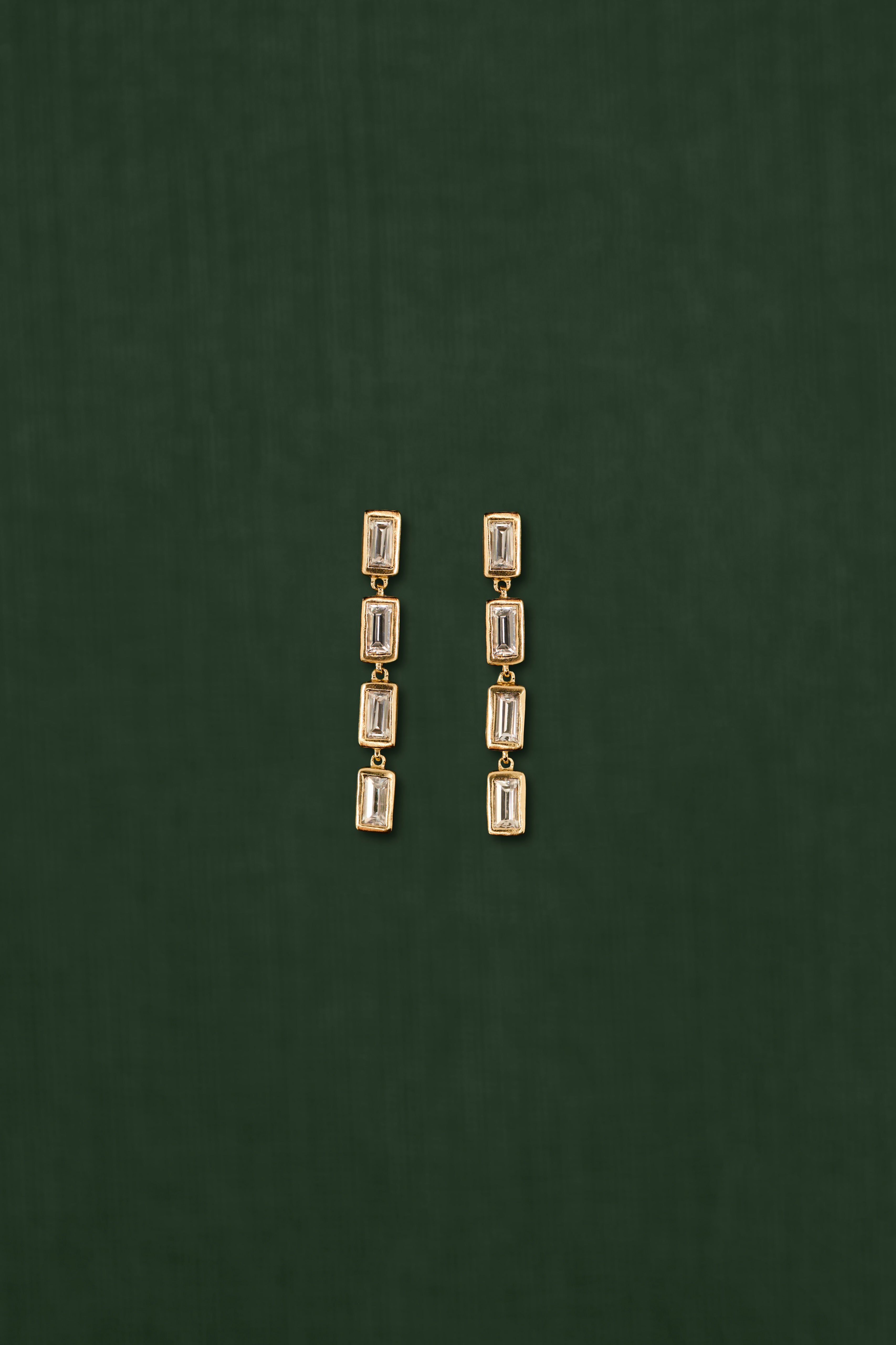 18K gold eternity earrings — handcrafted gold earrings white sapphire — artisan jewelry Sri Lanka — Sun Rae