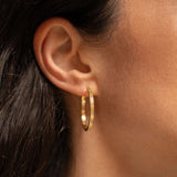18K gold Eternity Hoops worn — artisan handcrafted fine earrings — White sapphire— Sun Rae