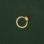 18K gold halo ring with diamonds and blue sapphire— handcrafted diamond halo ring — artisan fine jewelry — Sun Rae