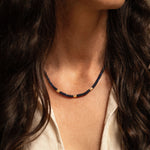 18K gold blue sapphire beaded necklace  with diamonds— artisan ethnic jewelry India — Sun Rae