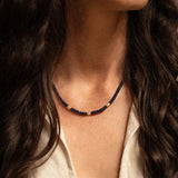 18K gold blue sapphire beaded necklace  with diamonds— artisan ethnic jewelry India — Sun Rae