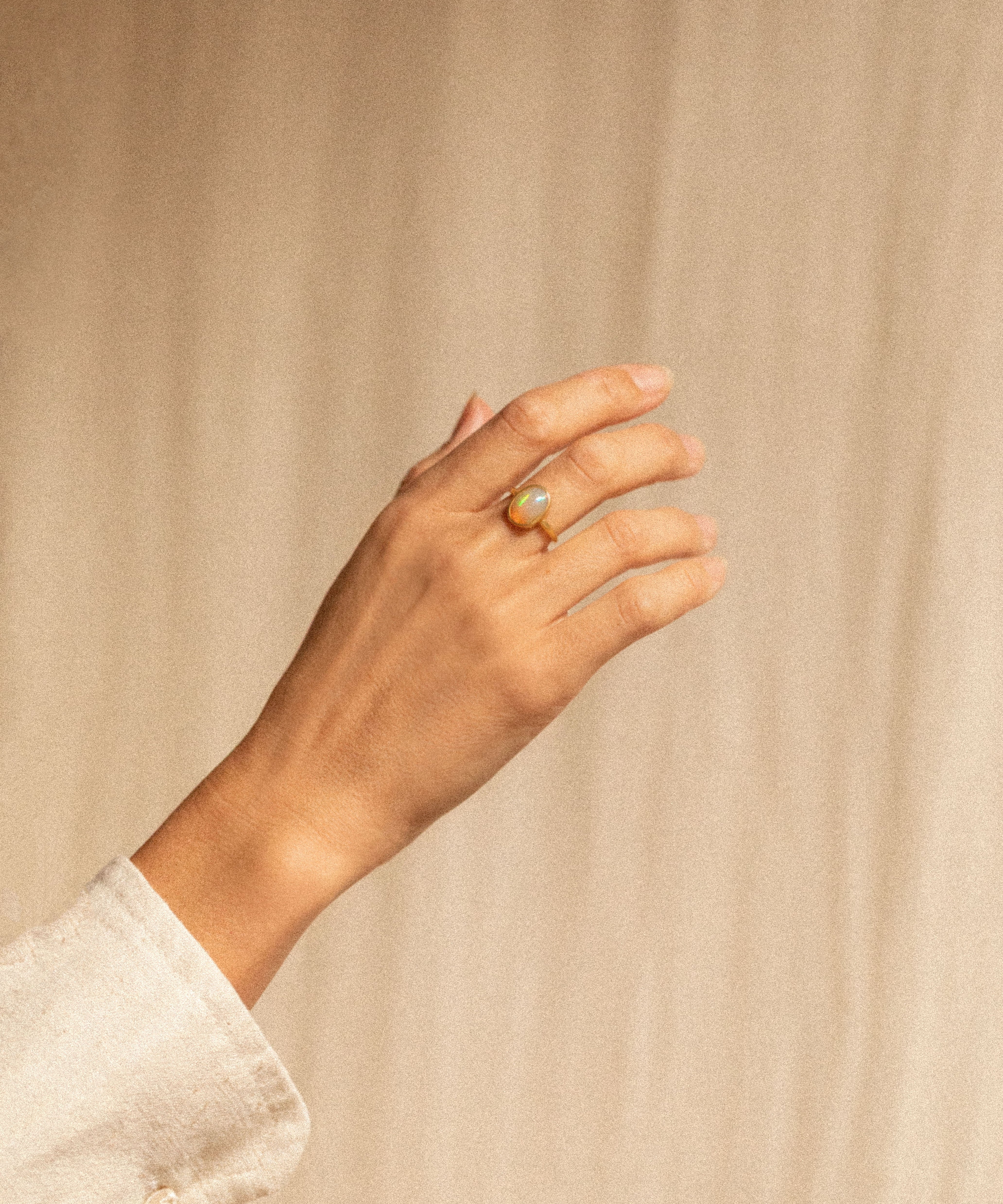 18K gold Luna ring — White Opal handcrafted gold ring inspired by the moon — artisan jewelry — Sun Rae