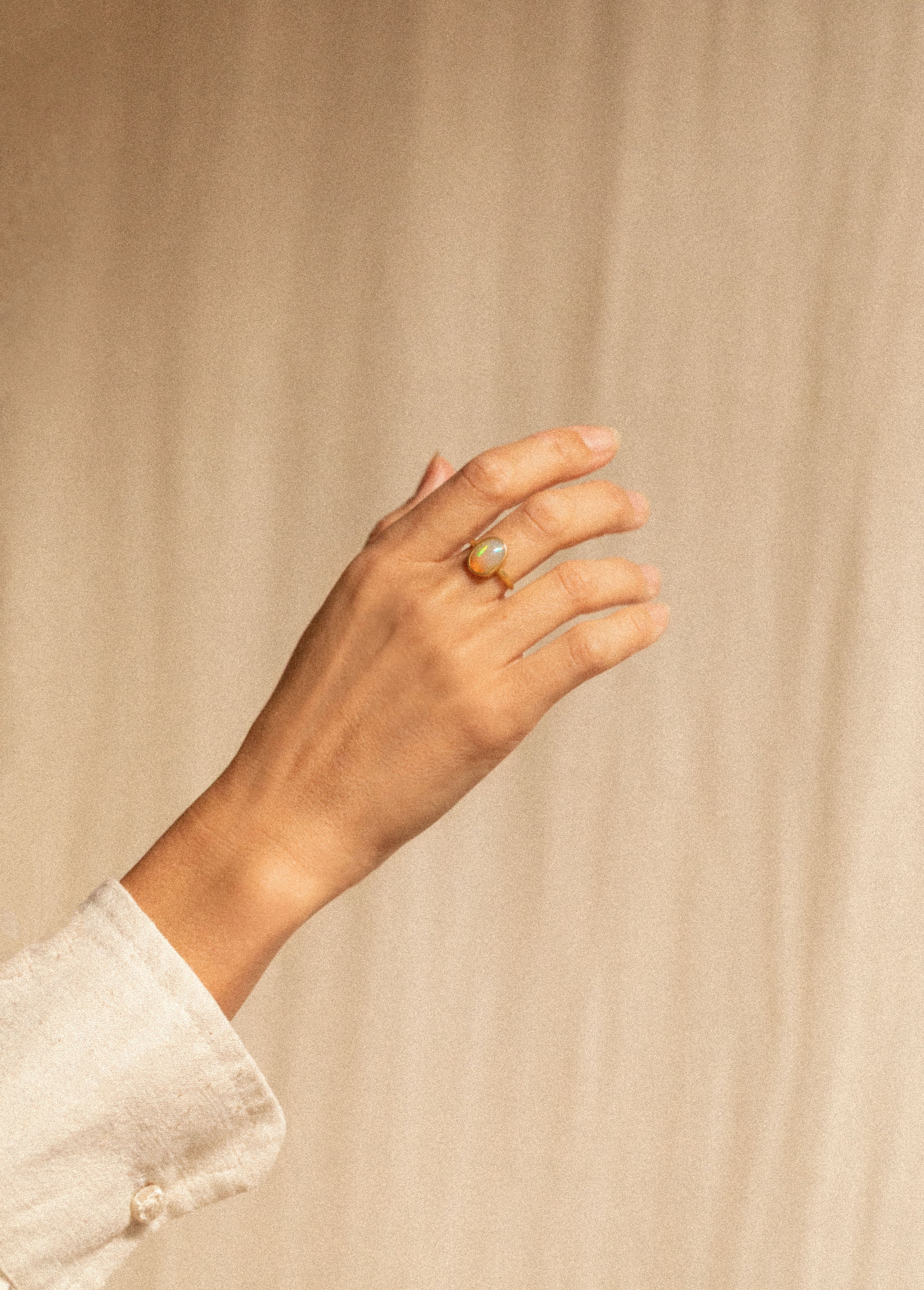 18K gold Luna ring — White Opal handcrafted gold ring inspired by the moon — artisan jewelry — Sun Rae