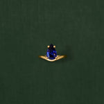 18K gold Neptune ring with blue sapphire — handcrafted gemstone ring — artisan jewelry Sri Lanka — Sun Rae