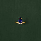 18K gold Neptune ring with blue sapphire — handcrafted gemstone ring — artisan jewelry Sri Lanka — Sun Rae