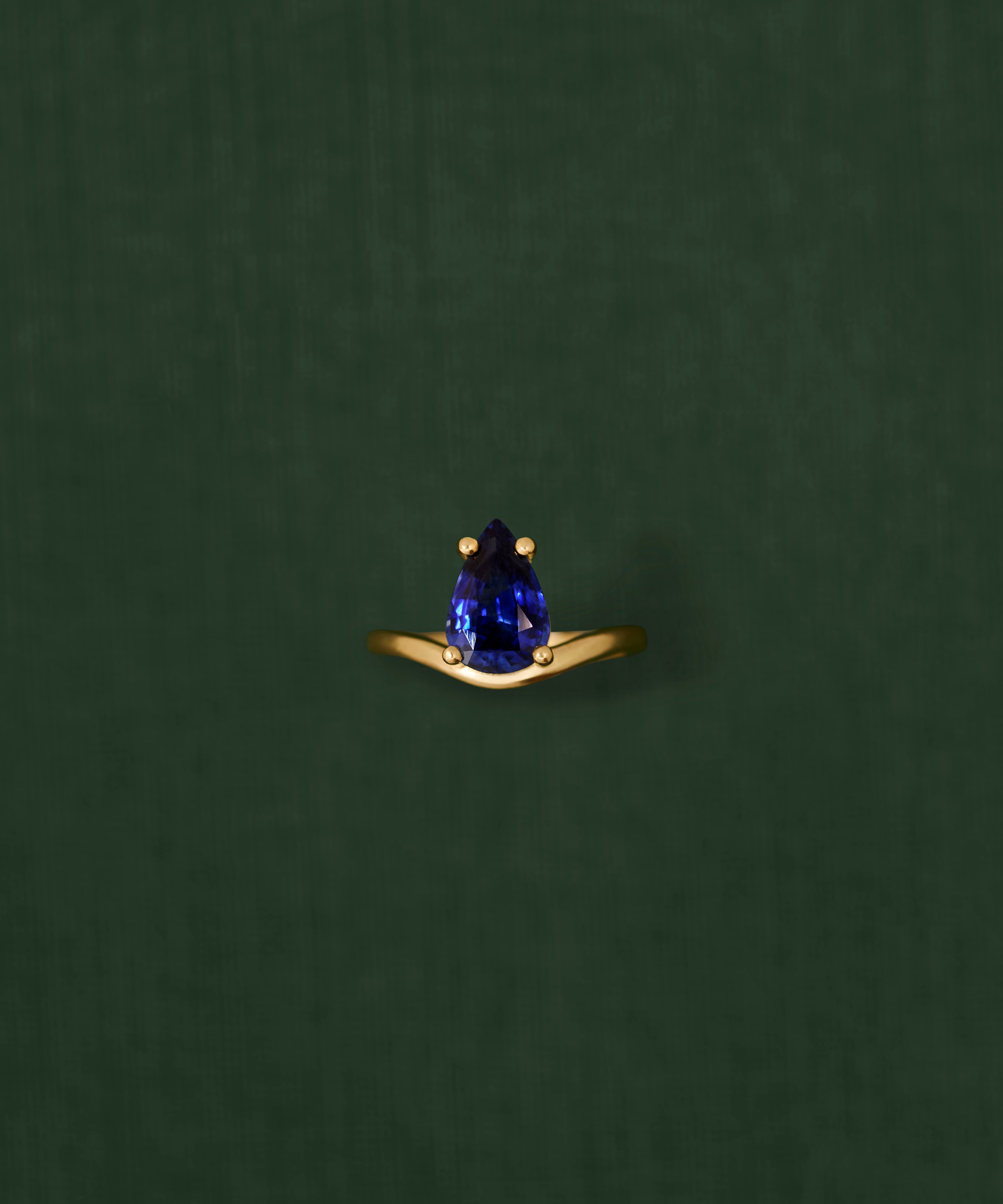 18K gold Neptune ring with blue sapphire — handcrafted gemstone ring — artisan jewelry Sri Lanka — Sun Rae