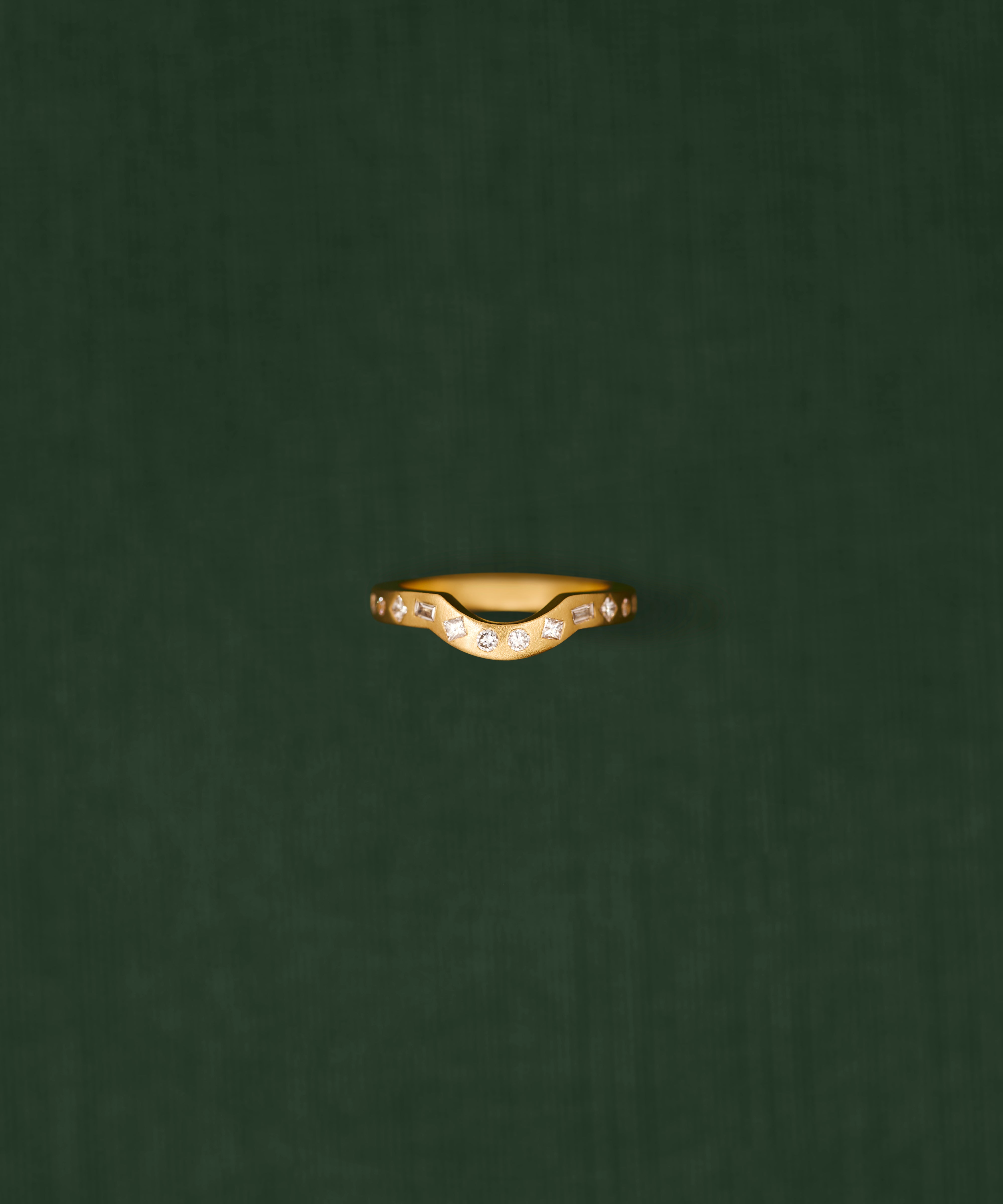 18K gold orbit band ring with diamonds — handcrafted sculptural gold band — artisan jewelry — Sun Rae