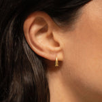 18K gold petal earrings worn — artisan handcrafted fine earrings — Sun Rae