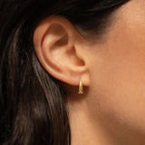 18K gold petal earrings worn — artisan handcrafted fine earrings — Sun Rae