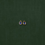 18K gold Saturn Blue Sapphire earrings — One of a kind —handcrafted sculptural gold earrings — artisan jewelry — Sun Rae