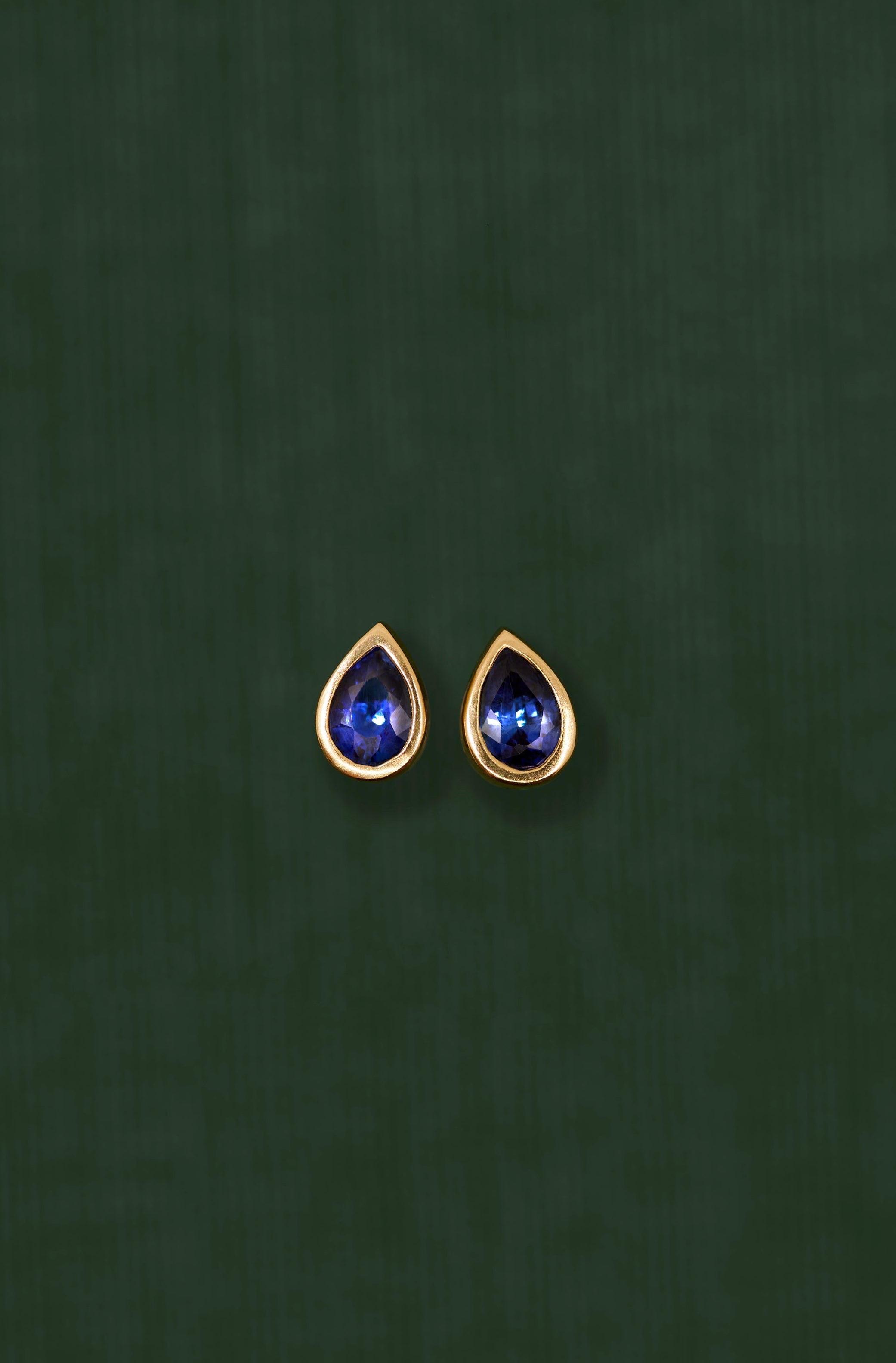 18K gold Saturn Blue Sapphire earrings — One of a kind —handcrafted sculptural gold earrings — artisan jewelry — Sun Rae