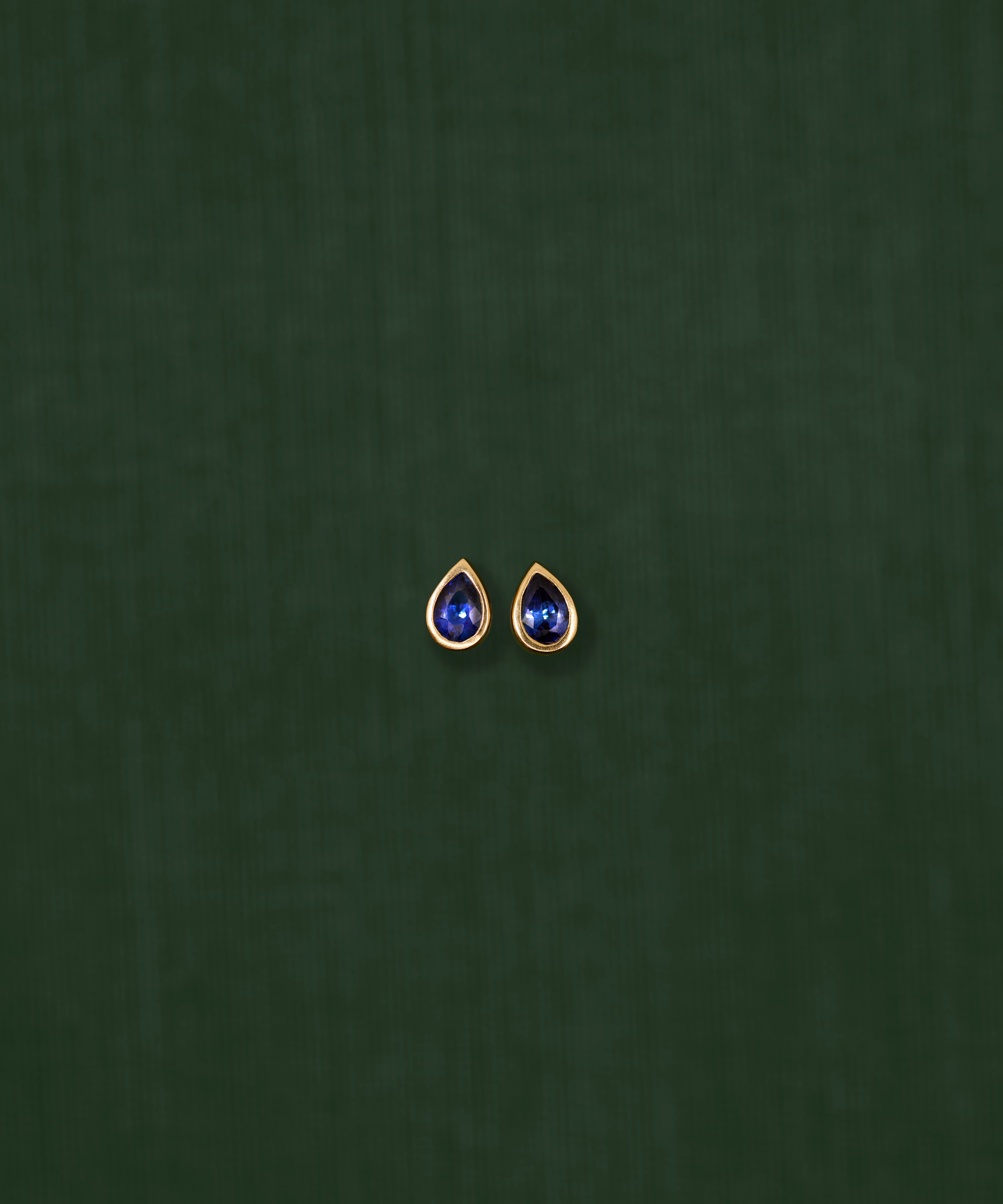 18K gold Saturn Blue Sapphire earrings — One of a kind —handcrafted sculptural gold earrings — artisan jewelry — Sun Rae
