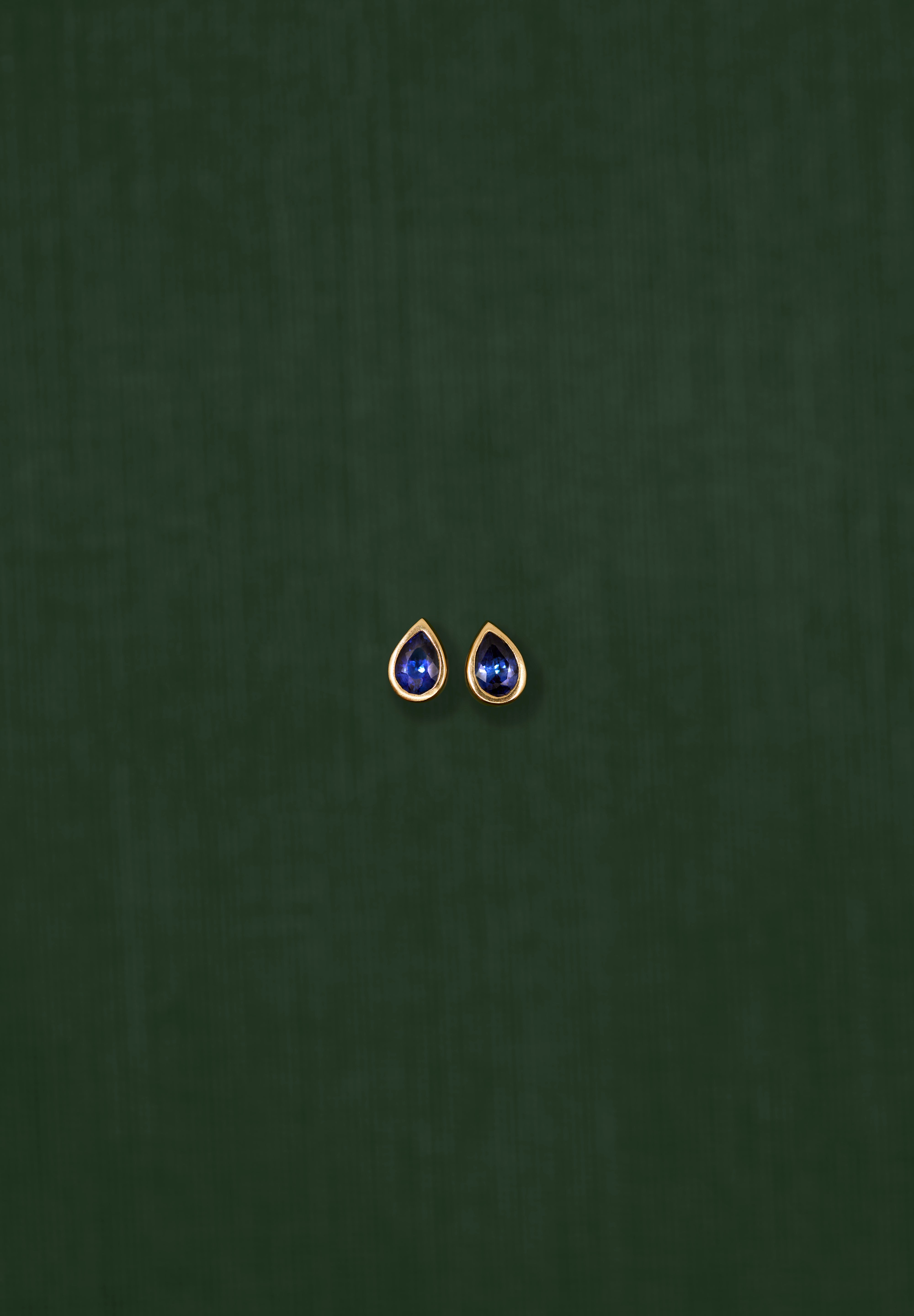 18K gold Saturn Blue Sapphire earrings — One of a kind —handcrafted sculptural gold earrings — artisan jewelry — Sun Rae