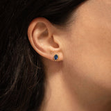18K gold Saturn Blue Sapphire earrings — One of a kind —handcrafted sculptural gold earrings — artisan jewelry — Sun Rae