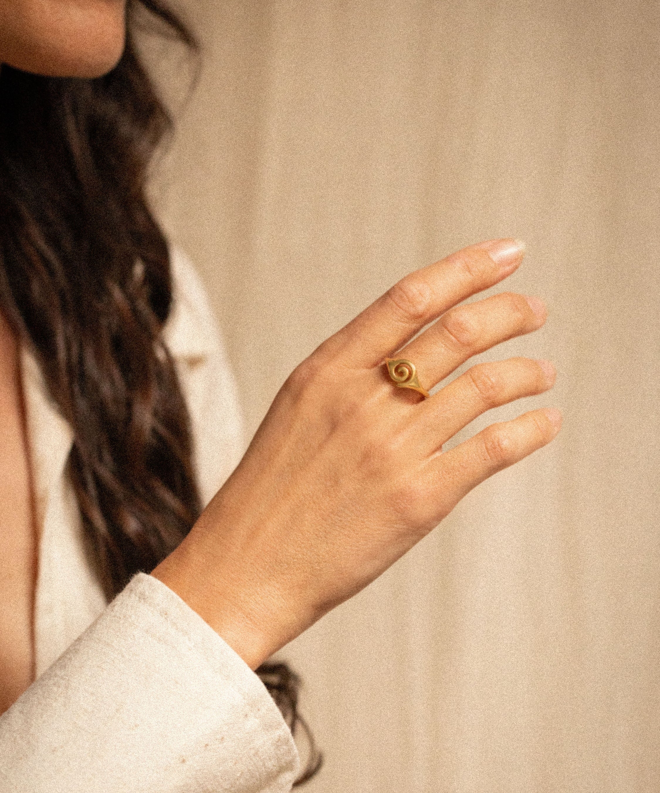 18K gold spiral ring — handcrafted sculptural gold ring — artisan jewelry Sri Lanka inspired — Sun Rae