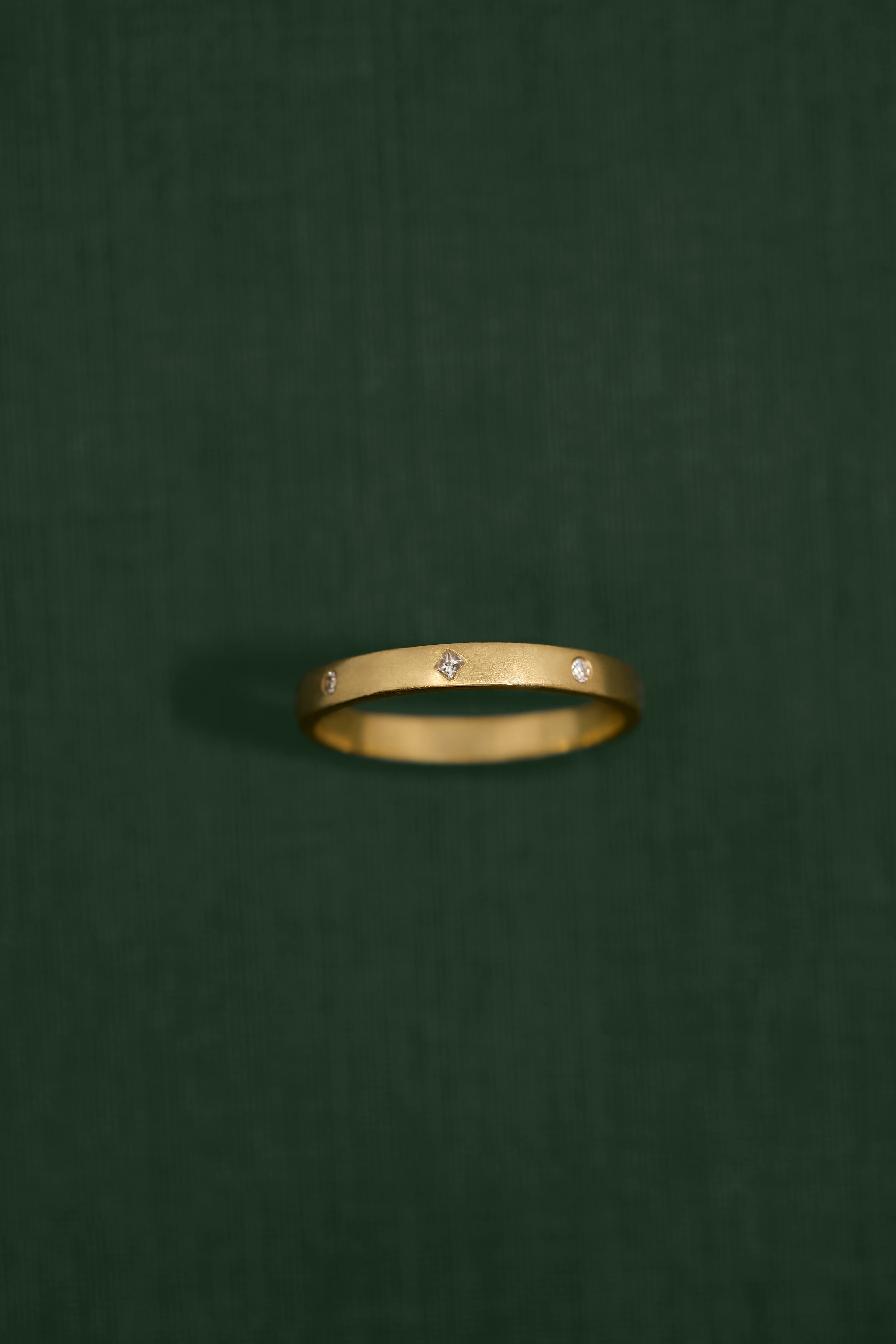 18K gold Stella Mixed ring with diamonds — handcrafted diamond ring — artisan fine jewelry — Sun Rae