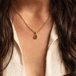 18K gold Sun Rae chain necklace worn with Eden pendant— handcrafted gold chain — artisan jewelry — Sun Rae