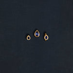 18K gold huggie and stud earrings with blue sapphire — handcrafted gemstone earrings — Sun Rae