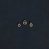 18K gold huggie and stud earrings with blue sapphire — handcrafted gemstone earrings — Sun Rae