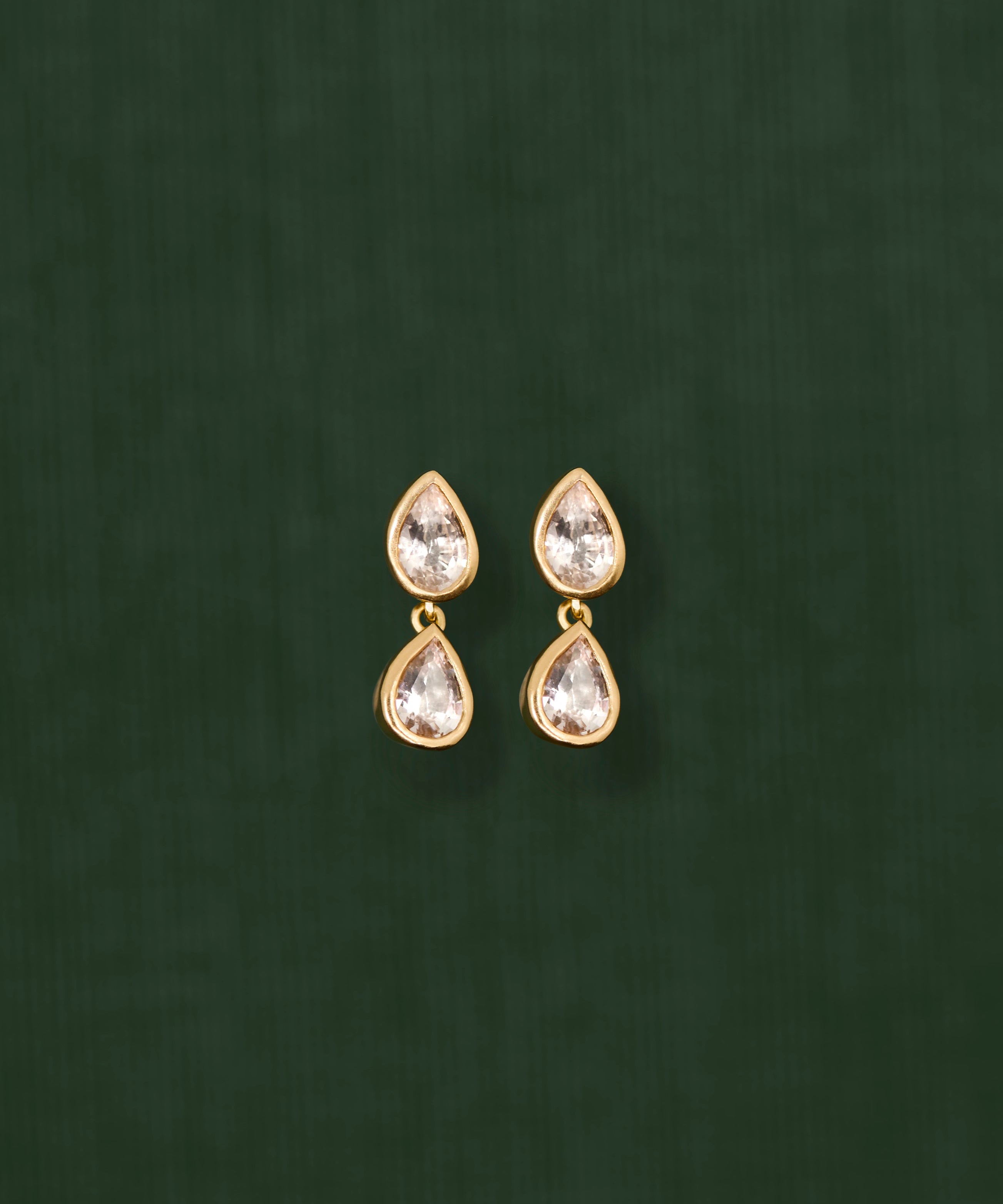 18K gold Sundrop Earrings with white sapphire — handcrafted gemstone drop earrings — Sun Rae