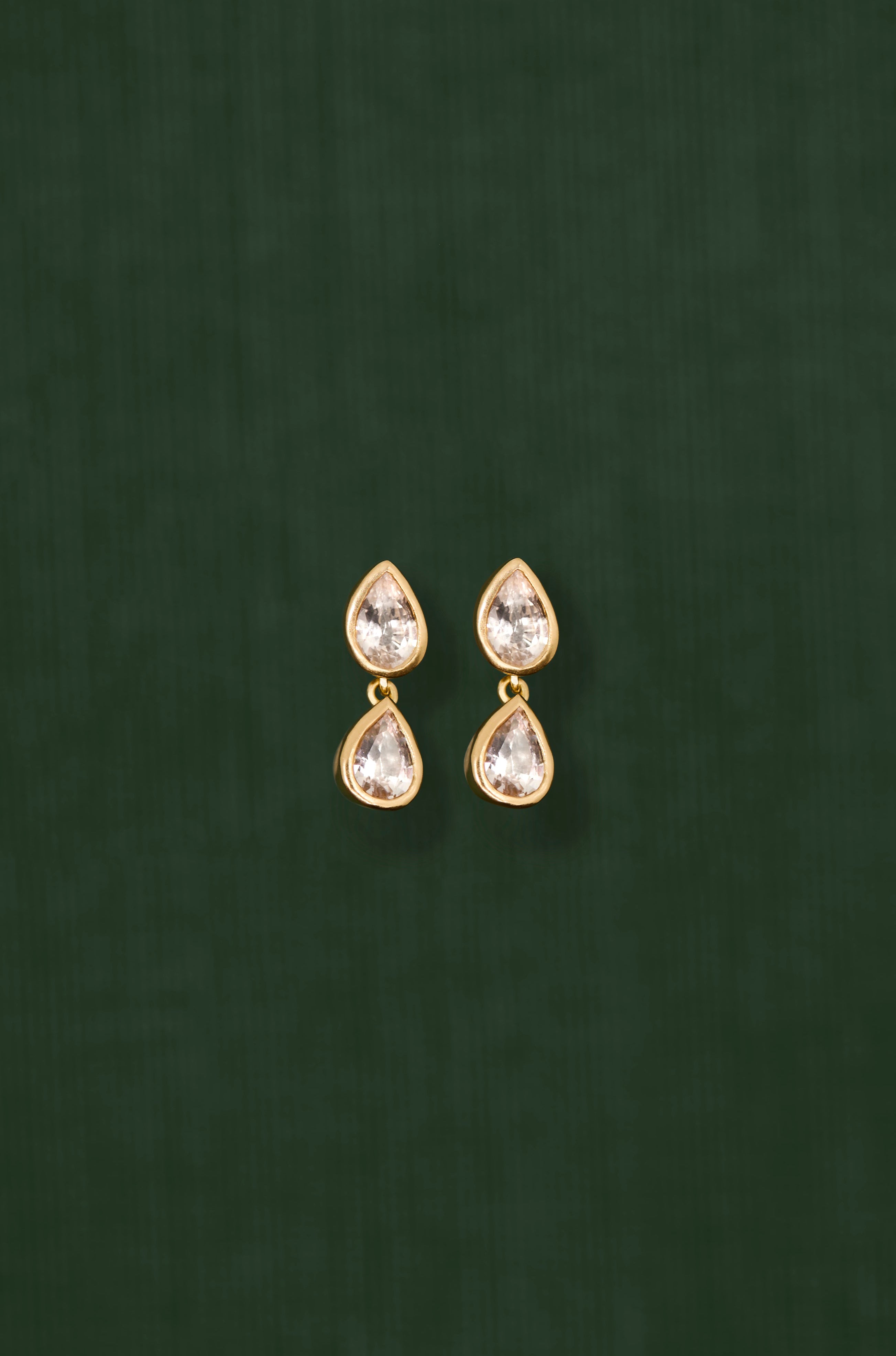 18K gold Sundrop Earrings with white sapphire — handcrafted gemstone drop earrings — Sun Rae