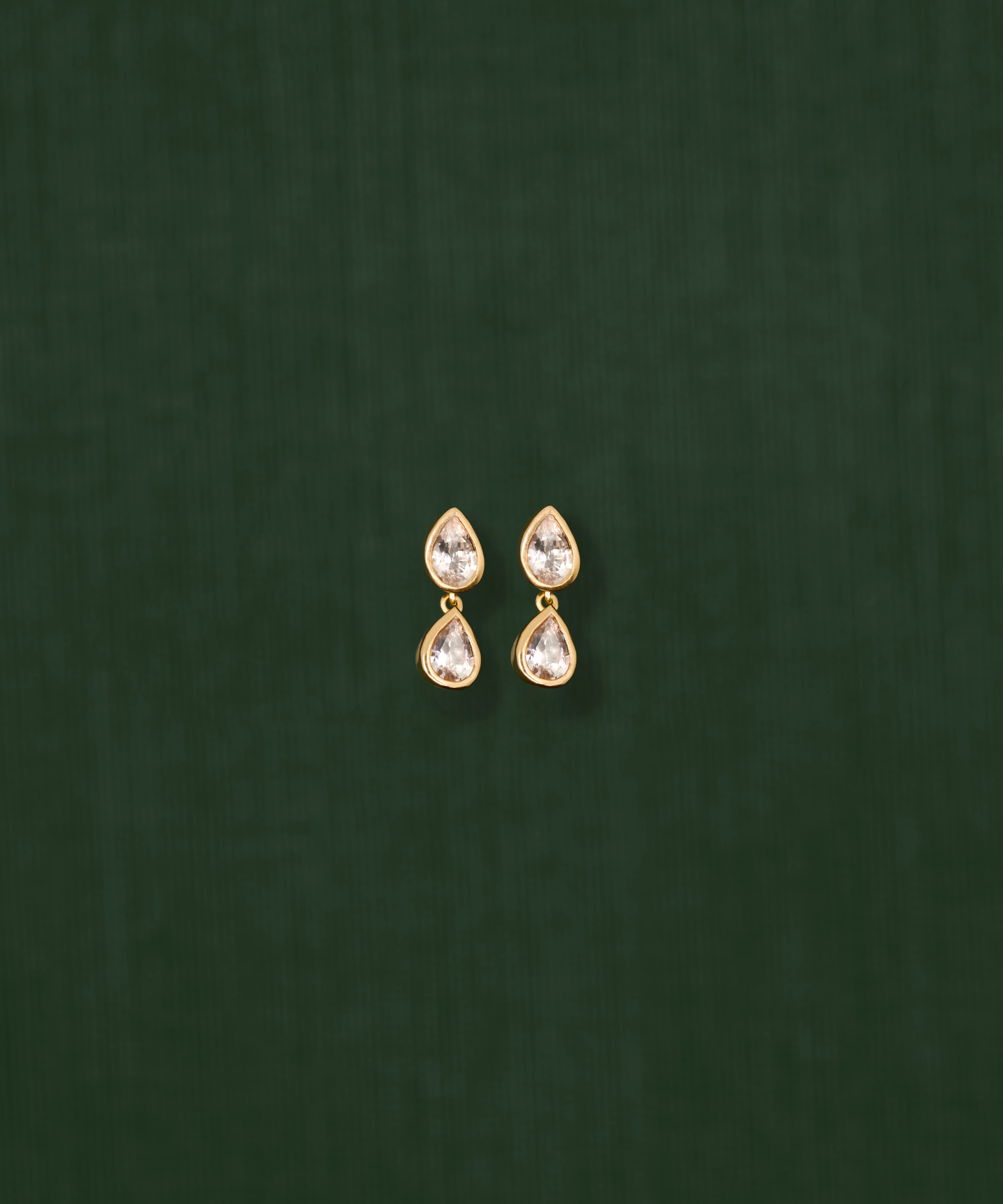 18K gold Sundrop Earrings with white sapphire — handcrafted gemstone drop earrings — Sun Rae