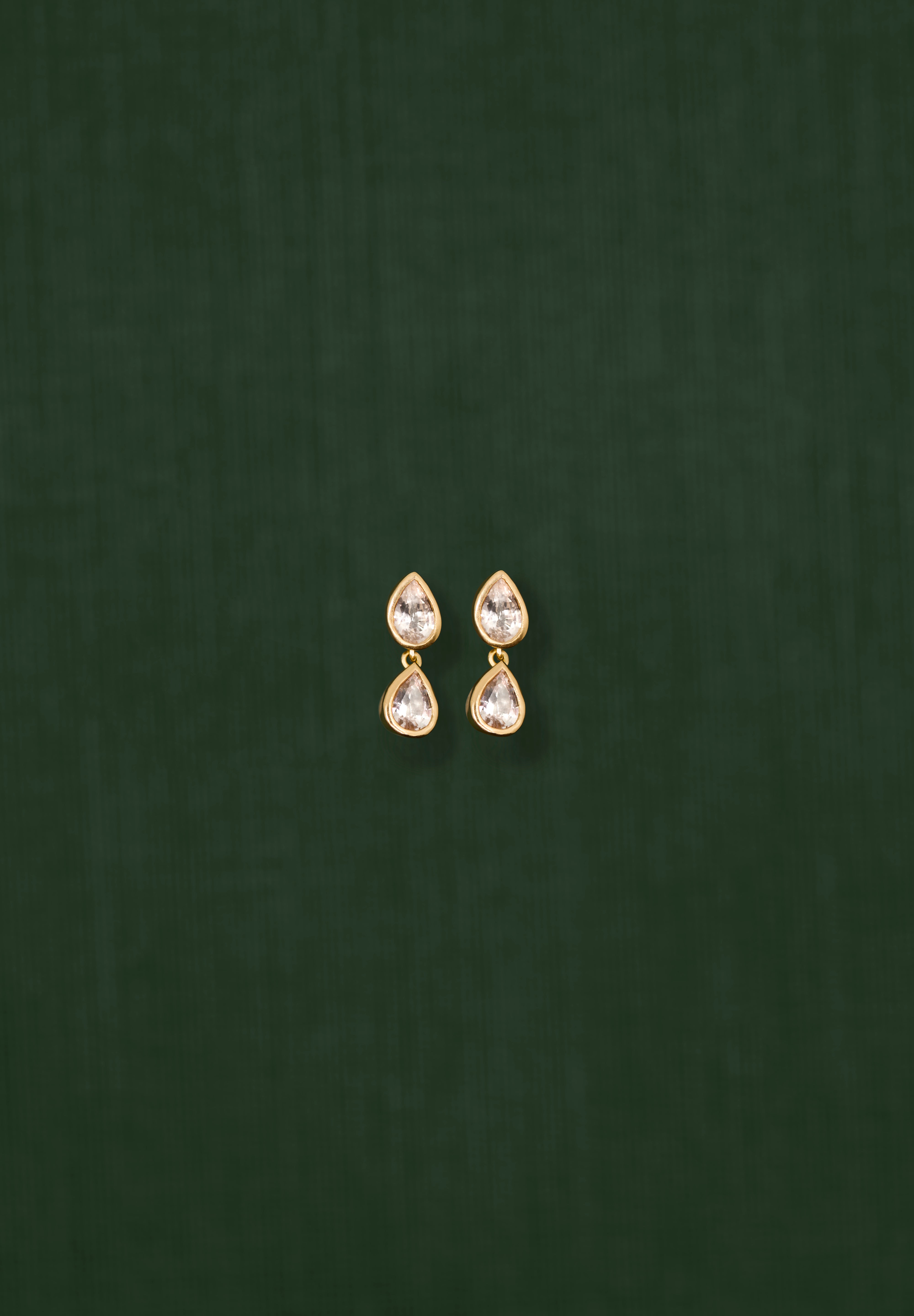 18K gold Sundrop Earrings with white sapphire — handcrafted gemstone drop earrings — Sun Rae