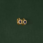 18K gold huggie earrings with blue sapphire — handcrafted gemstone earrings — Sun Rae