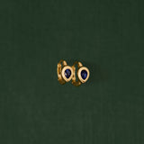 18K gold huggie earrings with blue sapphire — handcrafted gemstone earrings — Sun Rae