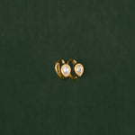 18K gold Sundrop huggies — White Sapphire handcrafted gold earrings — artisan jewelry Sri Lanka — Sun Rae