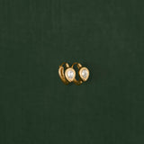 18K gold Sundrop huggies — White Sapphire handcrafted gold earrings — artisan jewelry Sri Lanka — Sun Rae