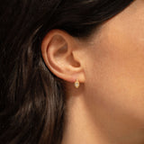 18K gold eternity earrings — White Sapphire handcrafted gold earrings — artisan jewelry Sri Lanka — Sun Rae