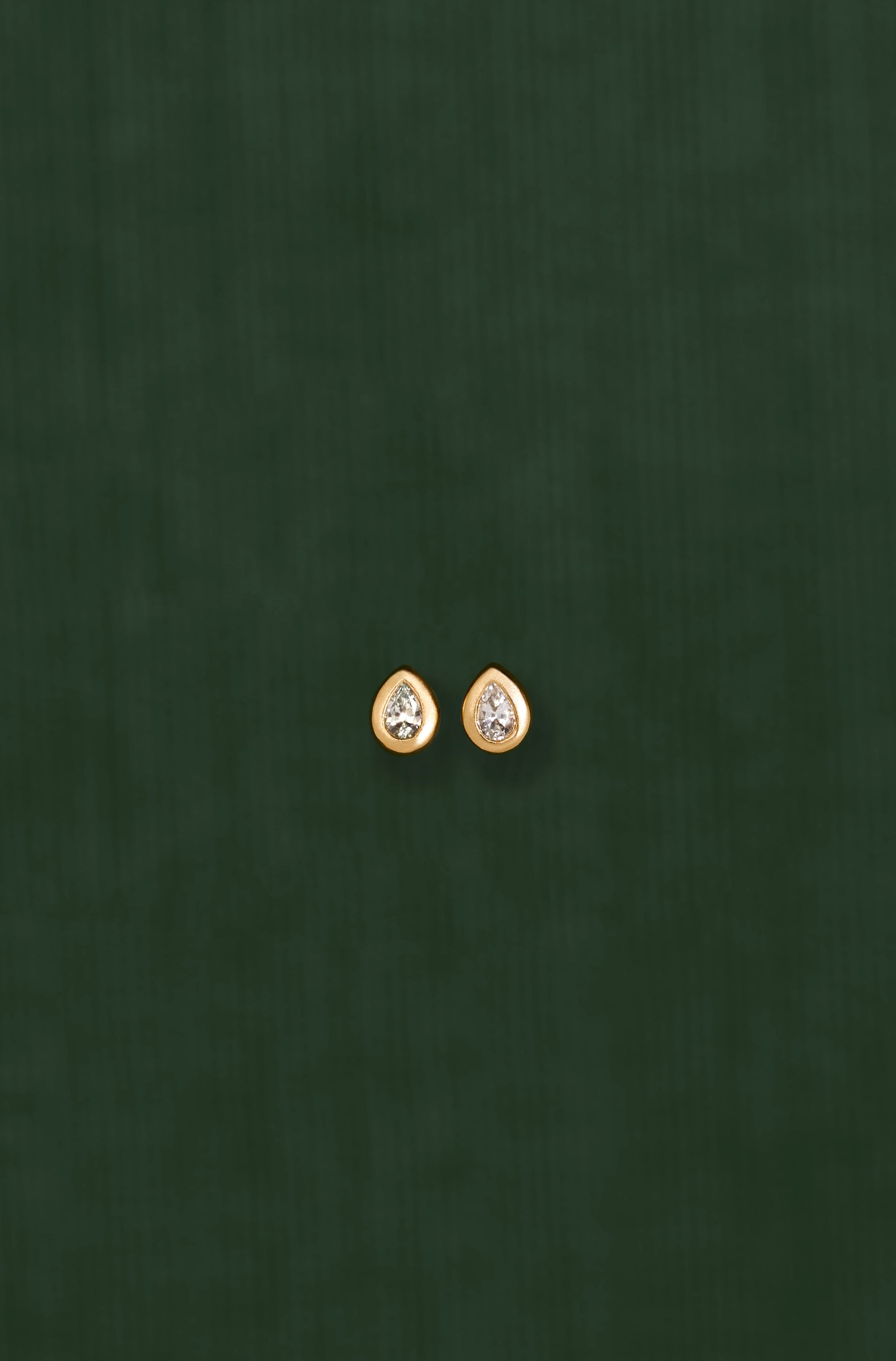 18K gold stud earrings with white sapphire — handcrafted gemstone studs — Sun Rae