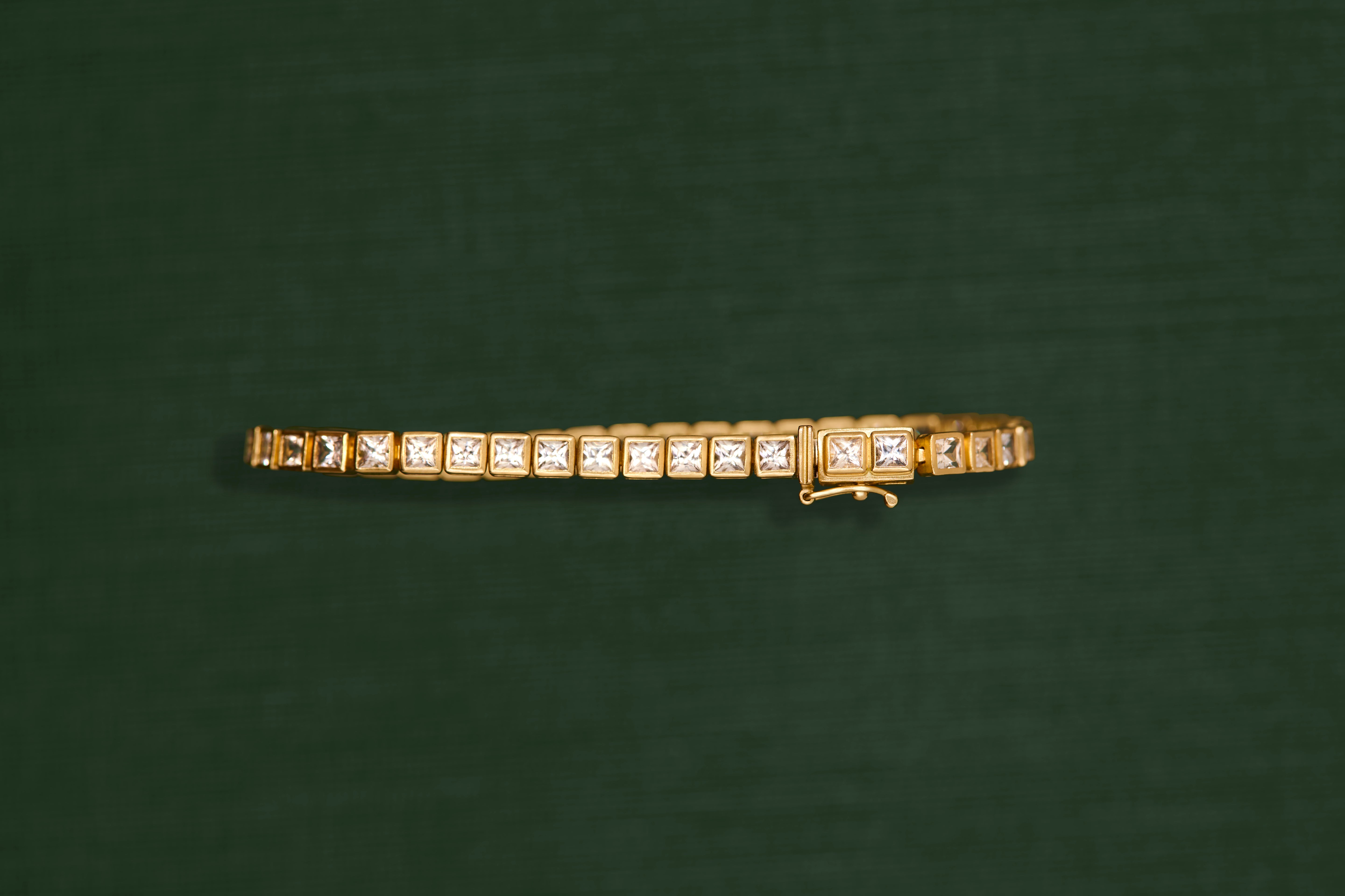 18K gold Sunlace bracelet — handcrafted white sapphire  gold bracelet white sapphire— artisan jewelry — Sun Rae