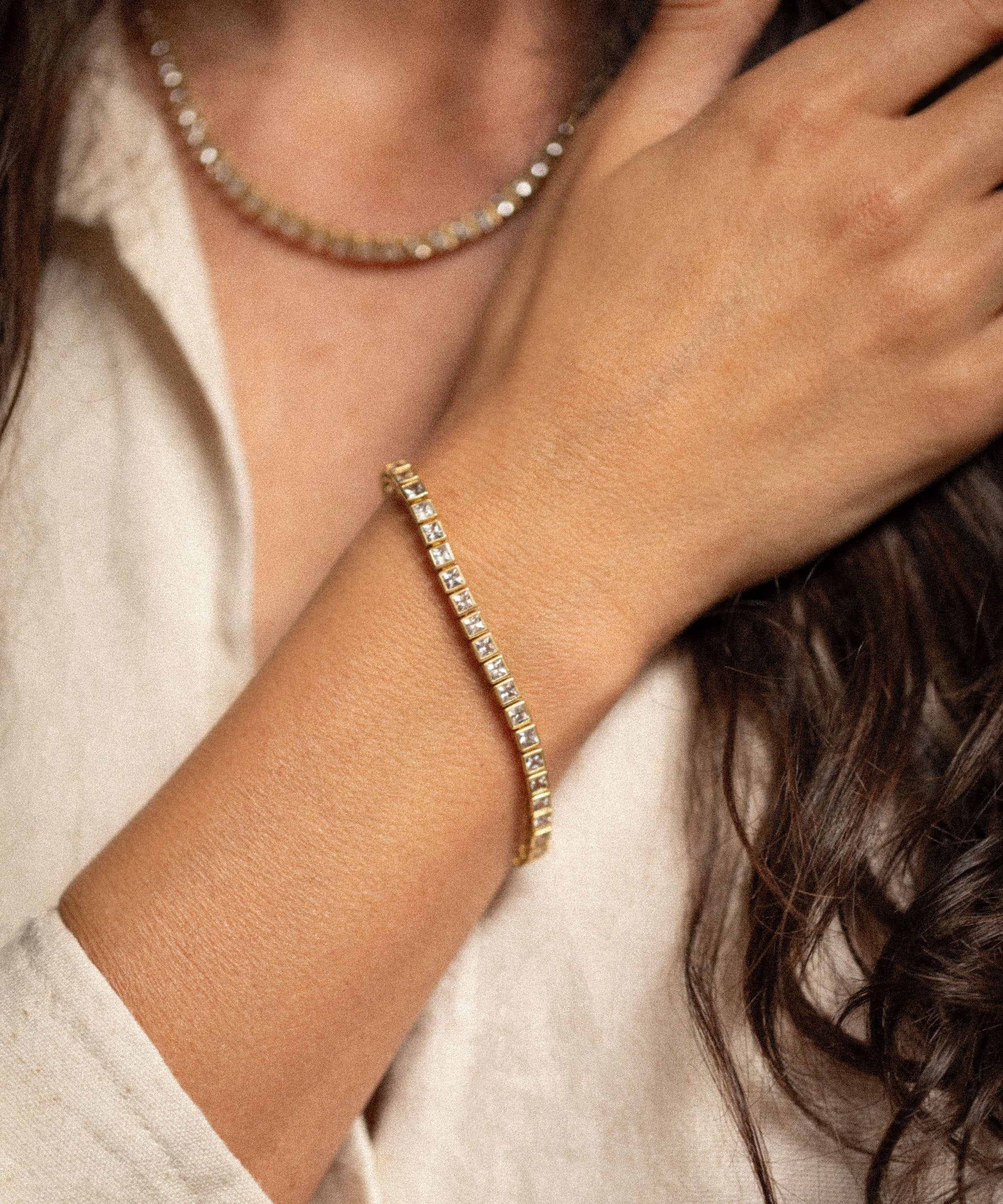 18K gold Sunlace bracelet white sapphire— handcrafted gold bracelet — artisan jewelry — Sun Rae