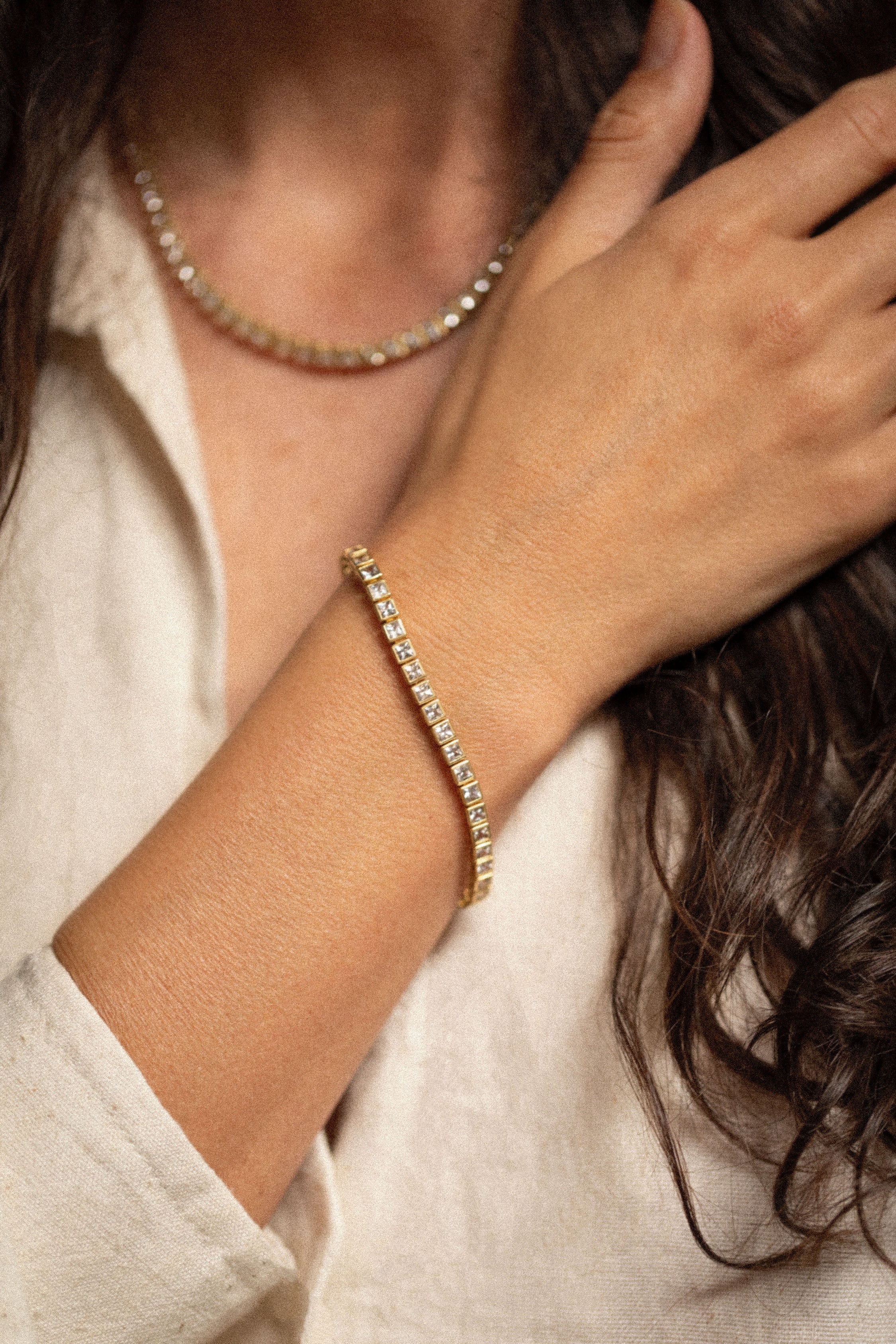 18K gold Sunlace bracelet white sapphire— handcrafted gold bracelet — artisan jewelry — Sun Rae
