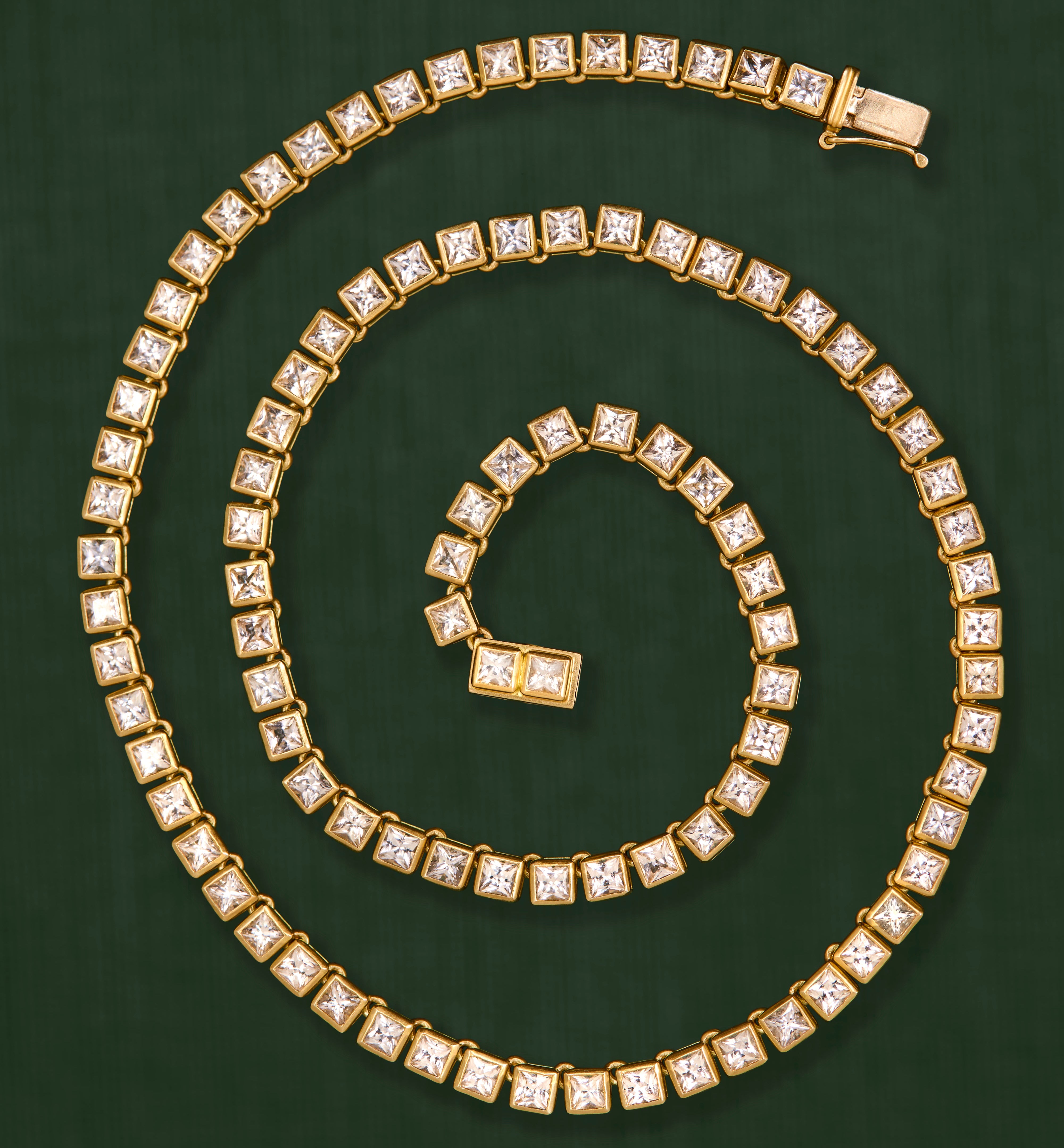 18K gold Sunlace necklace — handcrafted white sapphire gold necklace — artisan jewelry — Sun Rae