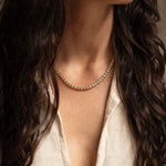 18K gold Sunlace necklace — handcrafted white sapphire gold necklace — artisan jewelry — Sun Rae