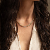18K gold Sunlace necklace — handcrafted white sapphire gold necklace — artisan jewelry — Sun Rae