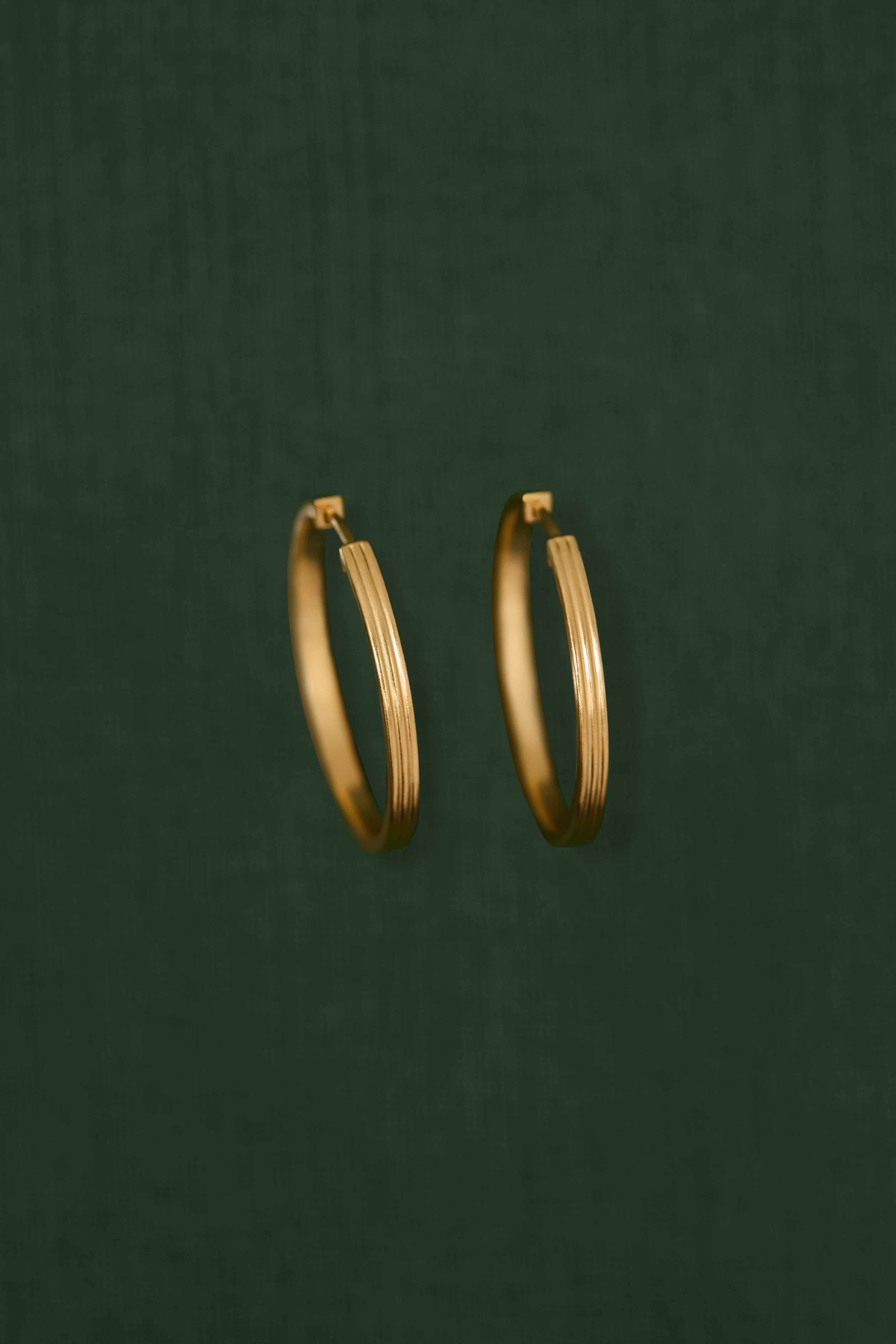 18K gold Trinity hoop earrings — handcrafted gold hoops — artisan jewelry — Sun Rae