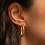 18K gold Trinity hoop earrings — handcrafted gold hoops — artisan jewelry — Sun Rae