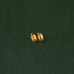 18K gold Trinity huggie earrings — handcrafted gold huggies — artisan jewelry — Sun Rae