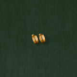 18K gold Trinity huggie earrings — handcrafted gold huggies — artisan jewelry — Sun Rae