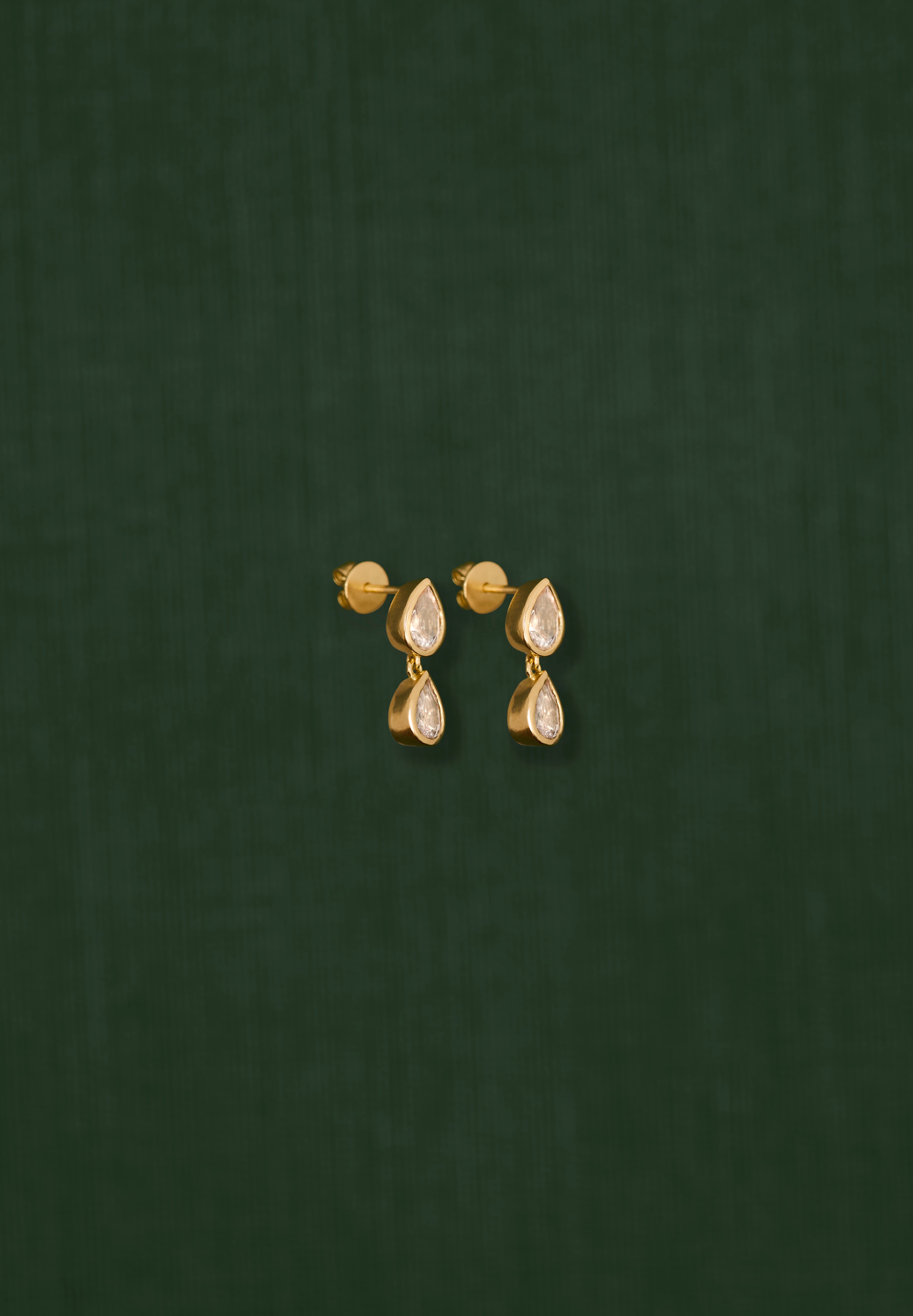 18K gold Sundrop sapphire earrings side view — White Sapphire — artisan handcrafted fine earrings — Sun Rae